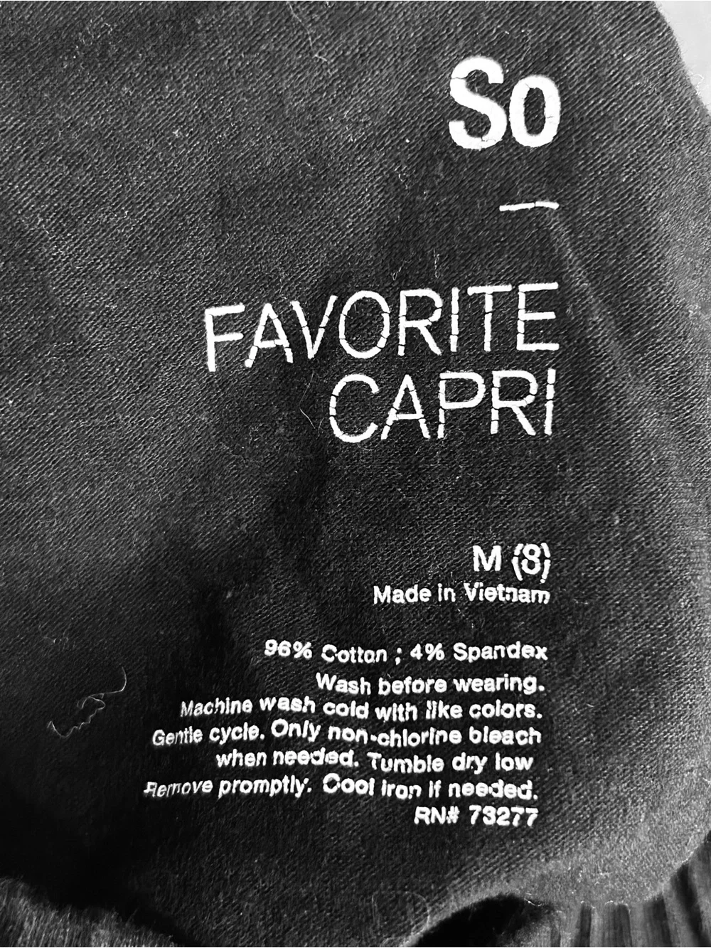 SO Capri Athletic Leggings Little Girls Size 8 Medium Black White